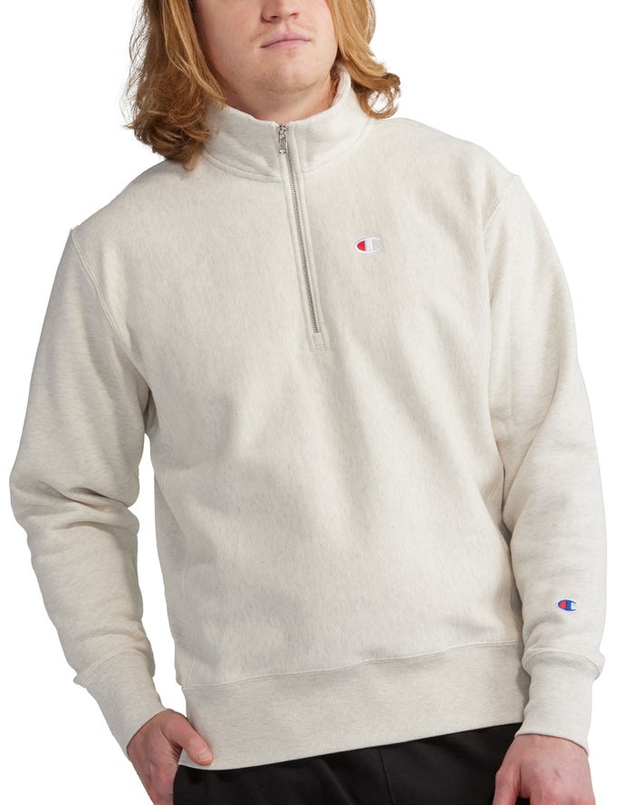 Champion Reverse Weave 1/4 Zip Embroidered C Logo Sweatshirt Heren - Grijs - Belgie 8703NCYLX